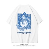 纯棉太空兔子夏季中性宽松休闲印花短袖上衣T恤男女102B-T0342P30，男装T恤，星座102B