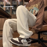 秋2025提花麦穗条休闲裤运动裤学生韩版宽松直筒长裤102B-K509P45，女装休闲裤，星座102B