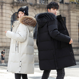 羽绒服情侣中长款冬装大毛领加厚斜口袋男女白鸭绒102B-Y3209P235，男装羽绒服，星座102B