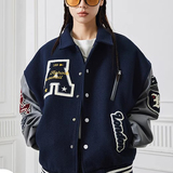 秋25情侣AC潮美式复古外套毛巾刺绣棒球服夹克毛呢102B-JK477P78，男装夹克，星座102B