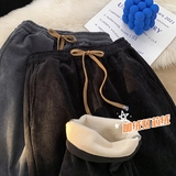 加厚灯芯绒裤韩版休闲裤运动裤宽松束脚卫裤潮102B-K329P40加绒48，男装休闲裤，星座102B