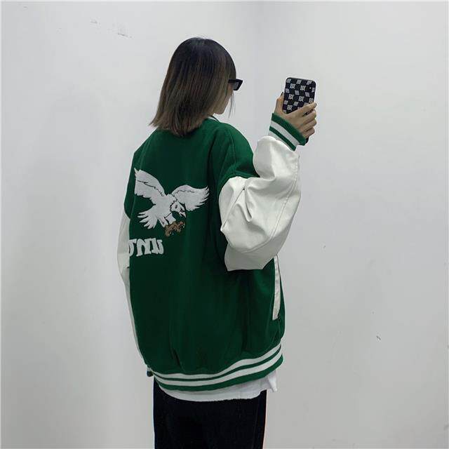 秋棒球服外套宽松拼接刺绣毛呢PU皮袖夹克休闲外套102B-W172P78,男装夹克,星座102B