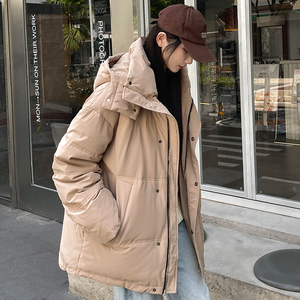 加厚潮男大领子连帽工装情侣款宽松保暖羽绒服男女102B-Y5922P185图片