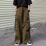2022松紧腰绑带大口袋工装裤男女宽松直筒oversize裤102B-K235P45，女装休闲裤，星座102B