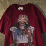纯棉美式hiphop小丑女人物短袖t恤男女夏高街情侣102B-T2153P30，男装T恤，星座102B