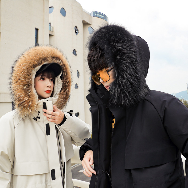 直播可吃货羽绒服冬款潮貉子毛连帽白鸭绒外套102B-Y073P200特价，男装羽绒服，星座102B