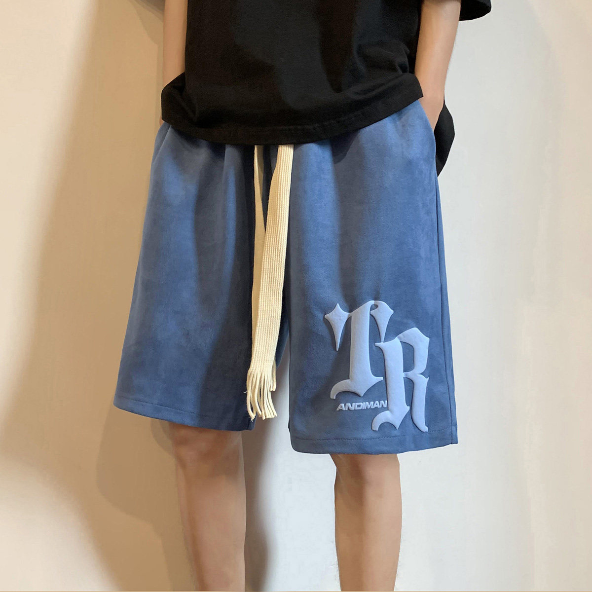 鱼粼发泡夏季薄款中裤宽松裤衩美式高街潮牌五分裤102B-K1292P30,男装休闲裤,星座102B