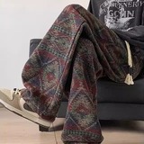 加厚面料潮民族风原版色织毛呢休闲裤直筒阔腿裤102B-K4999P68，男装民族服装，星座102B
