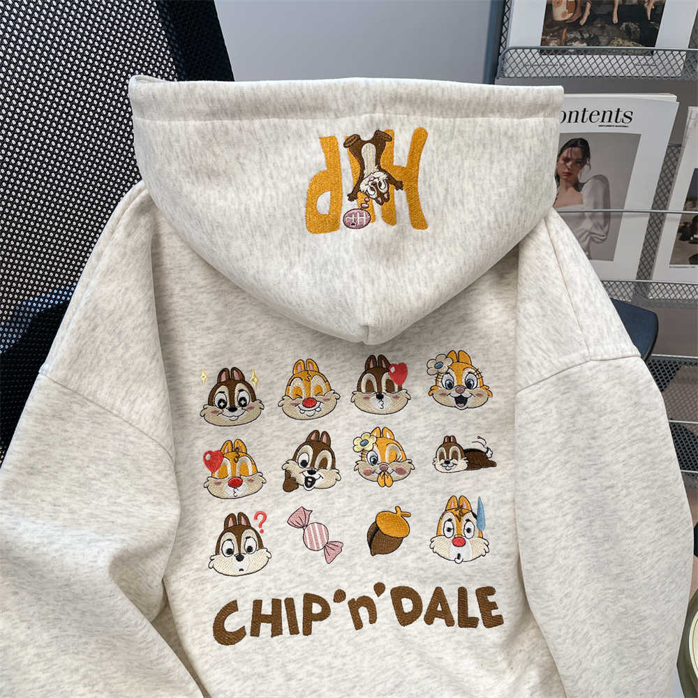 秋2025加绒连帽开衫卫衣刺绣拉链外套情侣款102B-W2762P55加绒65，女装短外套，星座102B