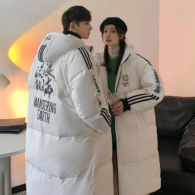 加厚潮男字体印花连帽中长情侣宽松工装羽绒服男女102B-Y5066P165,男装羽绒服,星座102B