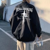 加厚防水棉高街外套美式棒球服男女复古印花夹克潮102B-JK8442P88，男装夹克，星座102B