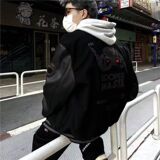 原版秋2025棒球服皮袖外套潮牌高街hiphop嘻哈夹克102B-JK605P75，男装夹克，星座102B