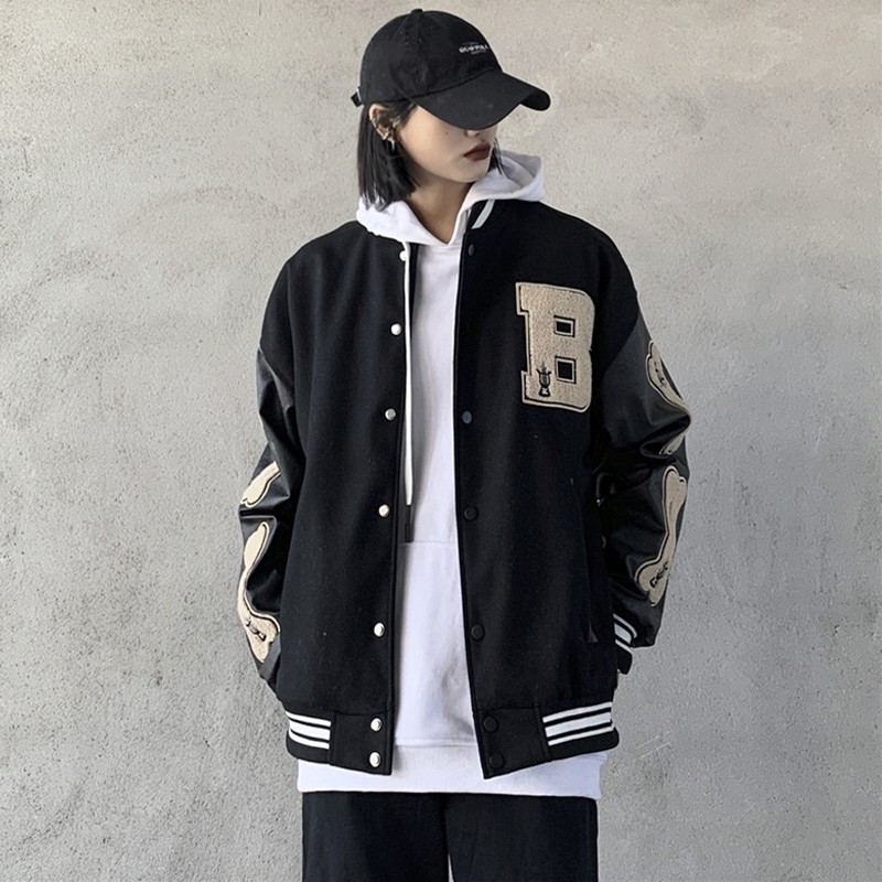 棒球服外套男女春秋宽松百搭拼接潮炸街夹克男女潮102B-W173P68,男装夹克,星座102B