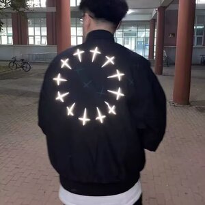 秋2025双层防水印花袋鼠兜棒球服飞行员夹克休闲潮102B-jk3340P65图片