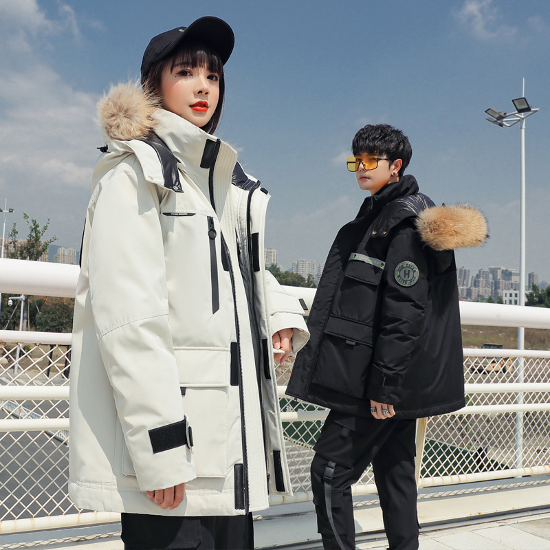 老款特批**原批315元羽绒服情侣装中长冬真毛领102B-YR1151P100，男装羽绒服，星座102B