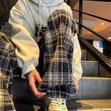 重磅毛呢格子裤男女秋冬新款休闲运动直筒裤102B-K814P48加绒58，男装休闲裤，星座102B