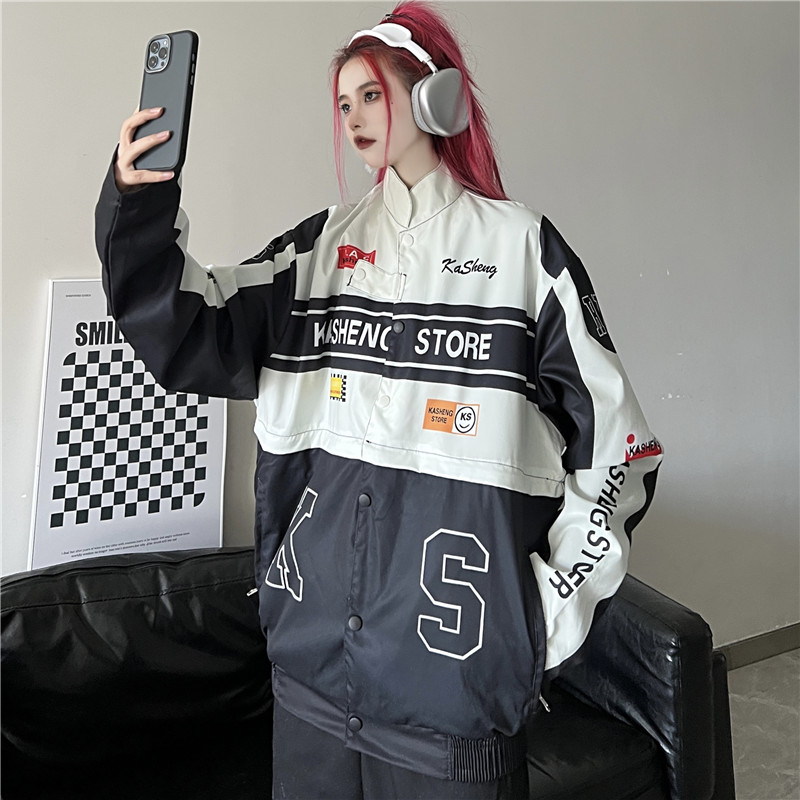 加内里可拆卸棒球服秋装美式复古机车服夹克两穿上衣102B-J808P98图片