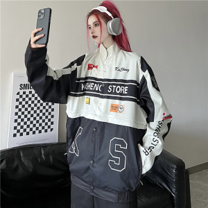 加内里可拆卸棒球服秋装美式复古机车服夹克两穿上衣102B-J808P98图片