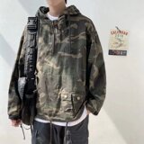 原版秋25迷彩工装夹克冲锋套头外套宽松半拉链上衣102B-JK7140P75，男装夹克，星座102B