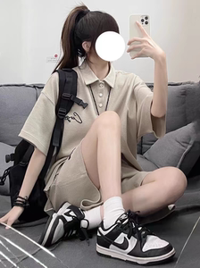 休闲运动套装男女夏季新款套装学生韩版宽松两件套102B-TZ070P55图片