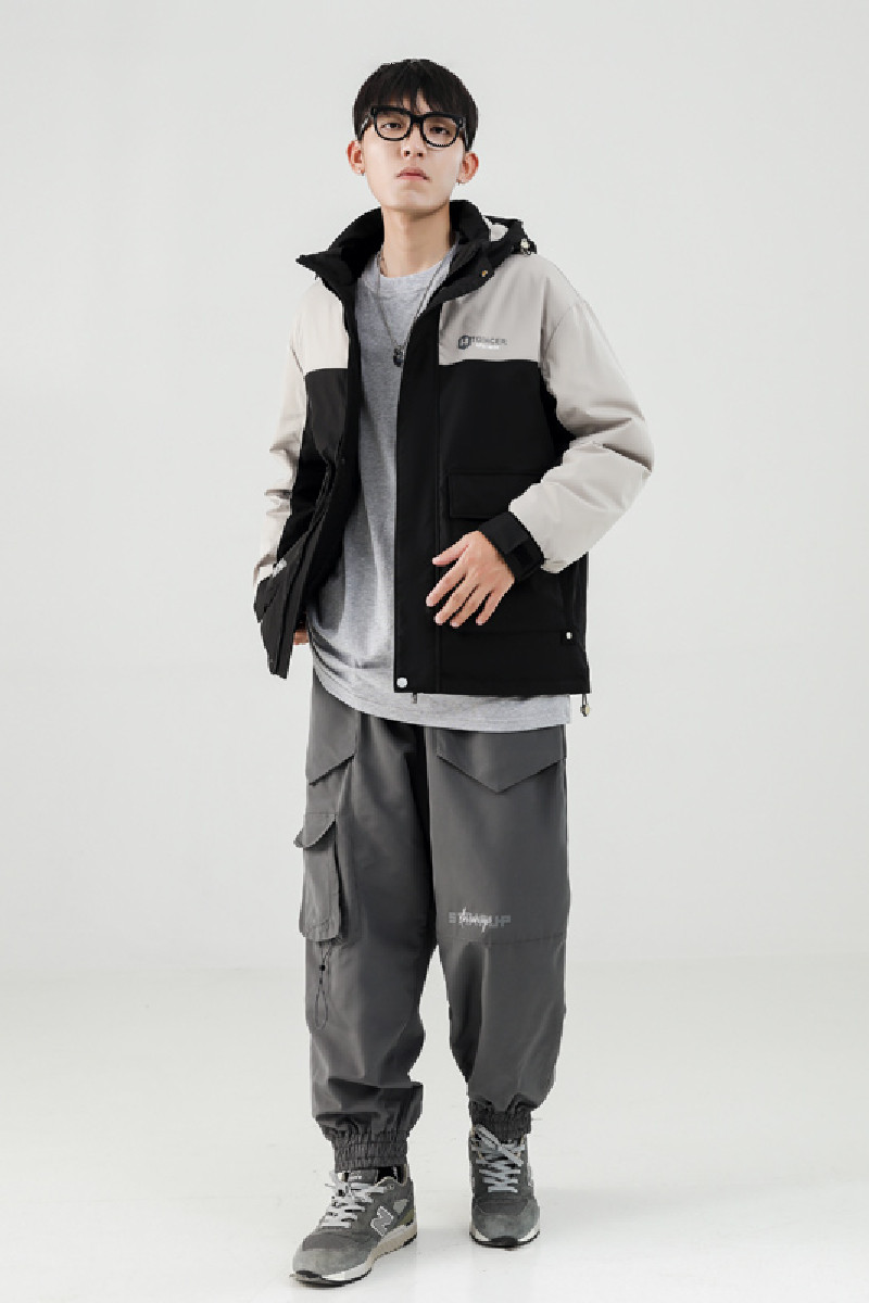 冬季连帽80绒加厚羽绒服情侣拼接夹克外套羽绒衣潮102B-Y8635P175,男装羽绒服,星座102B