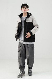 冬季连帽80绒加厚羽绒服情侣拼接夹克外套羽绒衣潮102B-Y8635P175图片