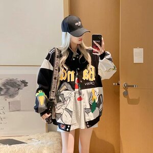 秋2025韩版慵懒风卡通动漫兔子夹克宽松休闲外套102B-JK8053P95图片