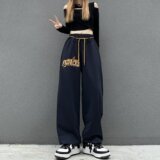2024秋运动风裤脚抽绳束腿休闲裤男女运动裤字母潮102B-K9062P48，男装休闲裤，星座102B
