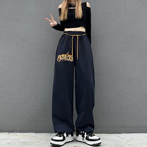 2024秋运动风裤脚抽绳束腿休闲裤男女运动裤字母潮102B-K9062P48图片