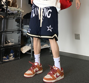 夏季刺绣星星短裤美式宽松男女休闲五分篮球运动裤102B-K5002P35