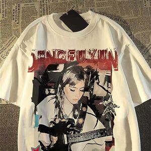 纯棉明星吉他复古短袖T恤宽松百搭炸街休闲夏季男女102B-T1204P30图片