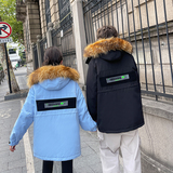 工装情侣装羽绒服连帽真毛中长加厚派克服冬外套102B-Y8258P235，男装羽绒服，星座102B