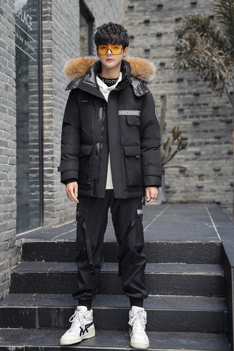 2022年冬款加厚潮帅气连帽貉子真毛情侣外套羽绒服102B-Y068P315,男装羽绒服,星座102B