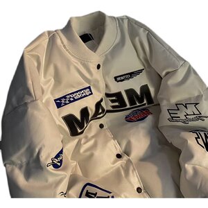 高质量刺绣机车棉衣棒球潮流慵懒文艺青春流行棉服102B-M439P105图片
