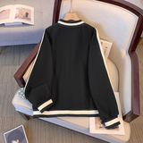秋2025黑色棒球服外套学生宽松休闲美式拼接夹克潮102B-JK872P78，男装夹克，星座102B