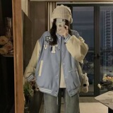 秋2025原版刺绣棒球服外套男宽松撞色炸街夹克男女102B-JK8638P75，男装夹克，星座102B