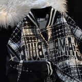 秋2025双层原版刺绣十字架棒球服宽松pu皮拼接夹克102B-JK333P78，男装夹克，星座102B
