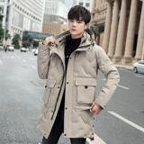 黑主色大码中长款冬季连帽80绒加厚羽绒服男102B-Y045P195，男装羽绒服，星座102B