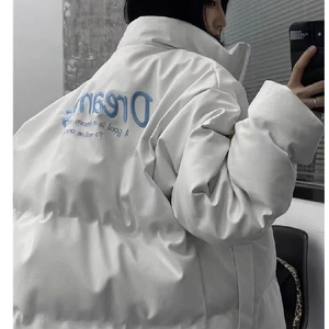 情侣装美式复古字母刺绣pu皮棉衣棉服加厚宽松棉袄102B-M6071P98图片