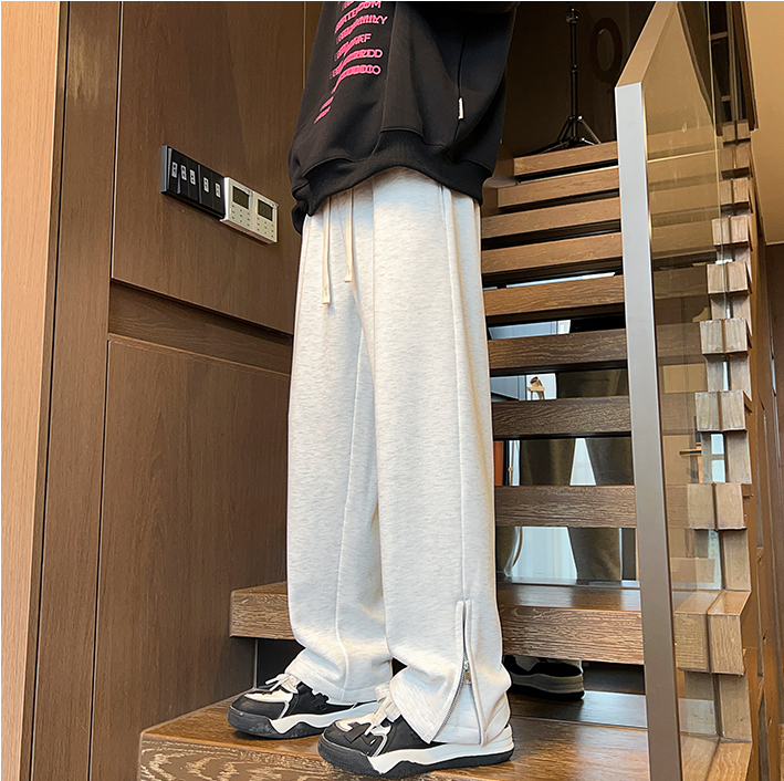 拉链微喇阔腿裤男女春夏新款学生韩版直筒长裤休闲裤102B-K537P45,男装休闲裤,星座102B