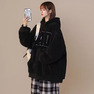 球2025羊羔绒卫衣美式高街开衫宽松慵懒风外套潮102B-W8802P45特图片
