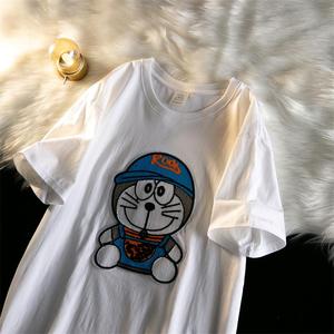 220克棉重工卡通keiti猫刺绣T恤韩版圆领短袖男女102B-T404P30