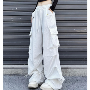 美式大口袋工装裤男女春夏阔腿裤宽松休闲运动伞兵裤102B-K512P48图片