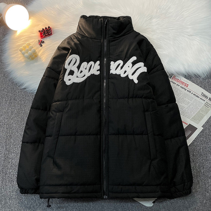 立领情侣棉服外套秋冬面包服美式毛巾绣潮牌宽松棉衣102B-M582P95,男装棉衣,星座102B