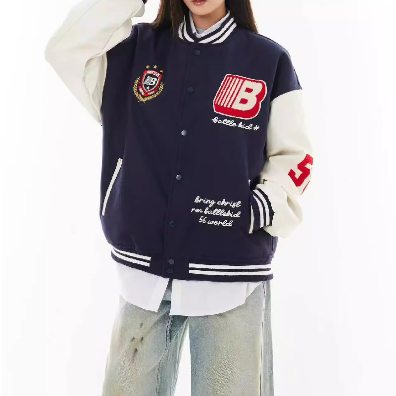 美式复工徽章拼接撞色棒球服外套潮牌情侣宽松夹克102B-JK583P75,男装夹克,星座102B