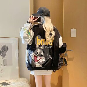 秋2025韩版慵懒风卡通动漫兔子夹克宽松休闲外套102B-JK8053P95图片