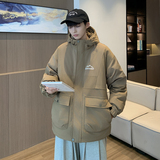 羽绒服情侣港风冬装连帽加厚大口袋工装白鸭绒男女102B-Y8807P185，男装羽绒服，星座102B