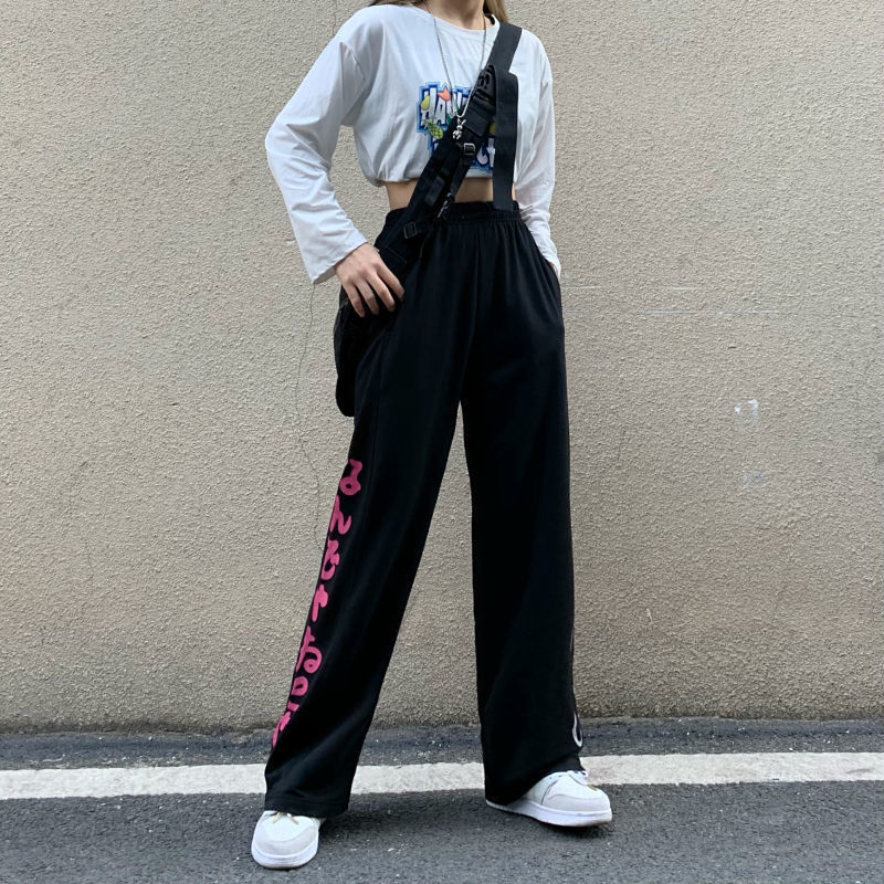 抽绳运动休闲裤男女设计感小众大码阔腿裤印花卫裤潮102B-K651P40,男装休闲裤,星座102B