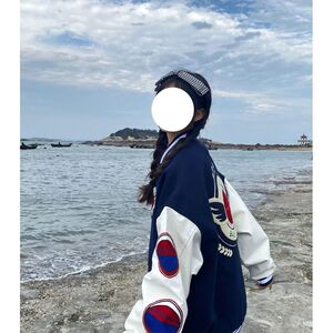 春款外套韩版宽松ins刺绣拼接美式复古棒球服外穿102B-W9913P75图片