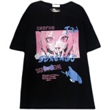 *已注册纯棉广货韩INS学院卡通宽创意T恤男女102B-T8512P40，男装T恤，星座102B